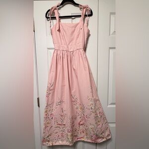 Joie Powder Pink Floral Maxi Cotton Smocked Dress